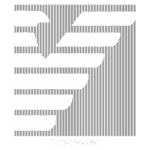 Logo da Emporio Armani em fundo listrado cinza, destacando o famoso símbolo da marca em branco.