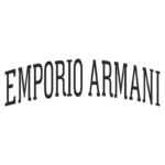 Logotipo da marca Emporio Armani em letras estilizadas, representando alta moda e elegância.