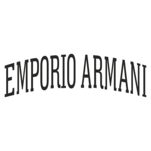 Logotipo da marca Emporio Armani em letras estilizadas, representando alta moda e elegância.