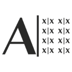 Logotipo estilizado da inteligência artificial com a letra "A" em destaque e um fundo gráfico de padrões em forma de 'x'. Ideal para representações de tecnologia e inovação.