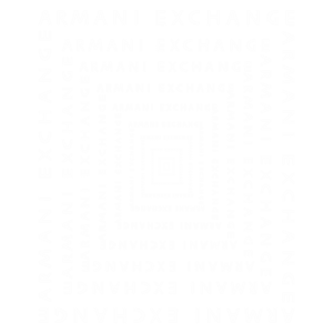 Logotipo da Armani Exchange repetido em diferentes tamanhos e orientações em um fundo verde, formando um padrão visual atrativo.