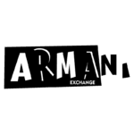 Logotipo da marca Armani Exchange, destacando as letras "AR" e "MAN" em um design moderno e estilizado. Ideal para representar moda urbana e contemporânea.