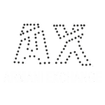 Logo da Armani Exchange com as letras "AX" destacadas e nome da marca embaixo, representando a moda urbana e contemporânea.