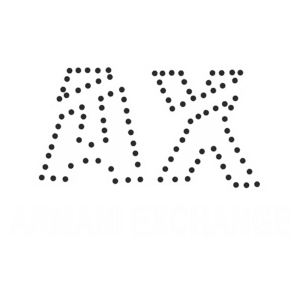 Logo da Armani Exchange com as letras "AX" destacadas e nome da marca embaixo, representando a moda urbana e contemporânea.