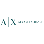 Logotipo da Armani Exchange, apresentando as letras "A" e "X" em destaque com tipografia moderna e um design minimalista, representando a marca de moda contemporânea.