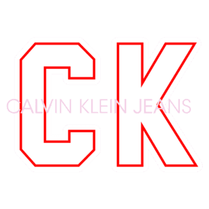 Logotipo da Calvin Klein Jeans com as letras "CK" em destaque, estilo moderno e ousado, representando a marca conhecida pela sua qualidade em moda e jeans.