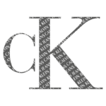 Logotipo da Calvin Klein Jeans, com as letras "CK" estilizadas em cinza, sobre um fundo branco, representando a marca e seu estilo moderno.