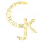 Logotipo da Calvin Klein formado por bolinhas em tons laranja e branco, destacando as iniciais "CK". Ideal para materiais de moda e branding.