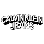 Logo da marca Calvin Klein Jeans em letras grandes e estilizadas. Ideal para moda casual e streetwear.