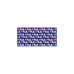 Logotipo da marca Fila em padrão repetido com letras brancas, vermelhas e azuis sobre fundo azul. Ideal para identificação em produtos e merchandising da marca.