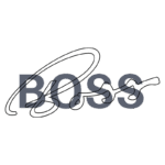 Assinatura estilizada com a palavra "BOSS" em destaque, apresentando um design moderno e elegante. Ideal para branding e identidade visual.