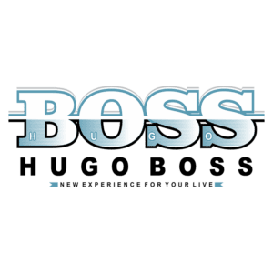 Logo da Hugo Boss com a frase "New Experience for Your Live" destacando a marca de moda.