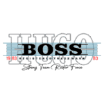 Logotipo da BOSS, uma marca registrada desde 1983, com a frase "Strong Team Rudder Force", em fundo verde.