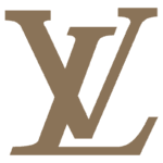 Logotipo da Louis Vuitton em tom marrom, representando a marca de luxo e moda icônica, reconhecida mundialmente por suas malas, acessórios e produtos de alta qualidade.