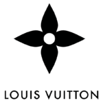 Logotipo da marca Louis Vuitton, apresentando um design icônico em forma de flor com quatro pétalas, simbolizando luxo e elegância na moda e acessórios.