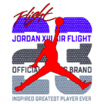 Logo do Jordan XIII Air Flight com o texto "Flight" em destaque, representando o famoso jogador de basquete e simbolizando a marca oficial.