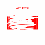Logo da Nike com a palavra "AUTÊNTICO" em vermelho, "NIKE" em letras grandes e "JUST DO IT" na parte inferior, apresentado em um fundo com pinceladas estilizadas.