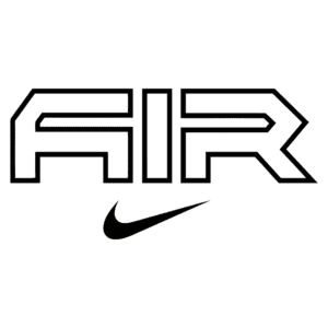 Logotipo da Nike com a palavra "AIR" em estilo moderno, destacando a marca de roupas e calçados esportivos.