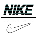 Logo da Nike, marca original, com o nome "NIKE" em letras estilizadas e o icônico símbolo "Swoosh" abaixo.