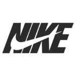 Logotipo da Nike, conhecido por sua marca icônica com o swoosh e o nome "Nike" em letras maiúsculas, representando a liderança da empresa em roupas e calçados esportivos.