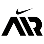 Logotipo da Nike com a palavra "AIR" em design estilizado, destacando a marca e seu foco em produtos esportivos de alta performance.