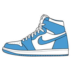 Tênis Nike Air Jordan em azul e branco, com design icônico e estilo alto, ideal para moda urbana e esporte.