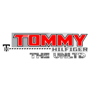 Logo da marca Tommy Hilfiger com o texto "TOMMY HILFIGER THE UNLTD", destacando o design moderno e urbano característico da grife.