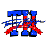 Logotipo da Tommy Hilfiger com as iniciais "TH" em cores vermelho, branco e azul, representando o estilo clássico da marca americana.