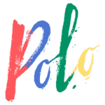 Texto em destaque colorido da palavra "Polo" com estilo artístico, representando uma marca criativa ou evento.