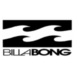 Logotipo da Billabong, uma marca conhecida por roupas e acessórios de surf, apresentando ondas estilizadas em preto e branco.