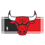 Logo do Chicago Bulls, time de basquete da NBA, com um touro vermelho estilizado em destaque, sobre um fundo com as cores preta e vermelha.