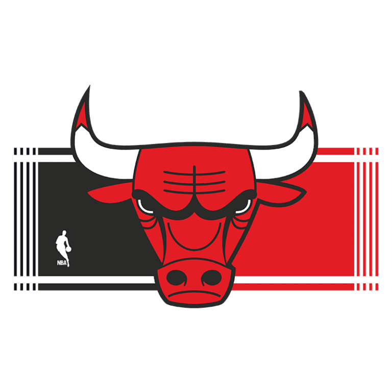 Logo do Chicago Bulls, time de basquete da NBA, com um touro vermelho estilizado em destaque, sobre um fundo com as cores preta e vermelha.