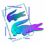 Logo da Lacoste Sport, destacando a elegância e a autenticidade, com dois crocodilos coloridos em um design moderno. A imagem inclui frases sobre confiança e espírito esportivo, refletindo os valores da marca.