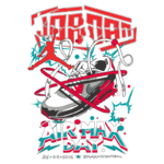 Design criativo para o Air Max Day, apresentando um tênis Nike Air Max e uma silhueta estilizada de um jogador de basquete, com elementos gráficos vibrantes e a data 26-03-2016 em Braamfontein.