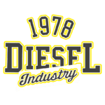 Logo da Diesel Industry, destacando o ano de 1978, com tipografia em preto, amarelo e branco, representando a identidade da marca no setor industrial.