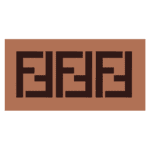 Logotipo estilizado em tons de marrom, com a repetição da letra "F" em um design moderno e minimalista.