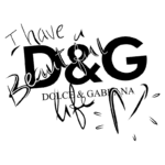 Imagem com a logo da Dolce & Gabbana apresentando a frase "I have a beautiful life". O design destaca o nome da marca junto a elementos gráficos que transmitem uma mensagem positiva e de empoderamento.