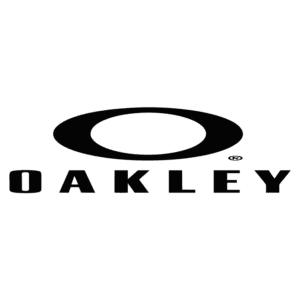 Logotipo da marca Oakley, conhecida por seus óculos de sol e equipamentos esportivos.