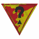 Símbolo de alerta triangular com fundo vermelho e amarelo, apresentando um ponto de interrogação em destaque. Indica incerteza ou advertência em situações de risco. Ideal para sinalização de segurança e atenção em ambientes perigosos.