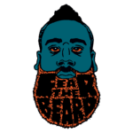 Ilustração de um homem com uma barba volumosa e um moicano, representando a frase "Fear the Beard" em letras laranjas. A arte tem um estilo gráfico moderno e expressivo, destacando a personalidade e o estilo. Ideal para temas relacionados a cuidados com a barba e cultura masculina.