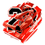 Ilustração estilizada de um jogador de basquete em uma celebração energética, usando um uniforme vermelho com o número 23, simbolizando a emoção e a paixão pelo esporte.