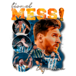 Imagem digital de Lionel Messi, destacando momentos icônicos de sua carreira na seleção argentina. Inclui imagens dele levantando a taça da Copa do Mundo, comemorando gols e sua icônica camisa 10. Ideal para fãs de futebol e admiradores do jogador.