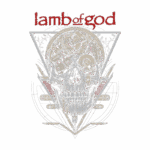 Arte do álbum da banda Lamb of God, apresentando um crânio detalhado e elementos mecânicos. Design com triângulos e tons de preto, prata e vermelho, refletindo o estilo intenso da banda.