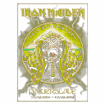 Capa comemorativa do 35º aniversário do álbum "Powerslave" da banda Iron Maiden, destacando a imagem do mascote Eddie com elementos egípcios e texturas vibrantes.