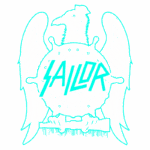 Desenho estilizado de uma águia com asas abertas, segurando um leme no centro, com a palavra "SAILOR" em destaque. Ideal para representar temas náuticos e culturais de marinheiros.