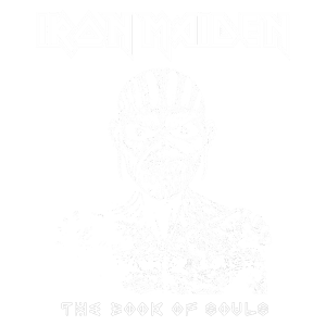 Imagem da capa do álbum "The Book of Souls" da banda Iron Maiden, apresentando a icônica mascote Eddie em um estilo gráfico sombrio, com fundo verde.