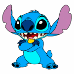 Personagem Stitch do filme Lilo & Stitch, com pele azul, grandes orelhas e expressão sorridente, cruzando os braços. Ideal para conteúdos sobre Disney e cultura pop.